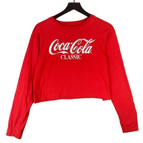 Coca-Cola Classic Red Cropped Long Sleeve T-Shirt Unisex Size L - Picture 1 of 5